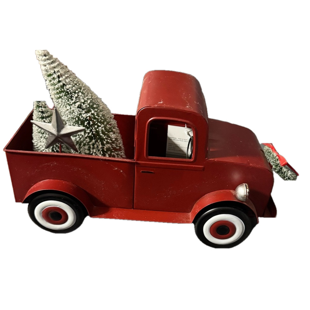 Merry Moments Red Vintage Decor with Christmas Tree Decor Holiday Charm